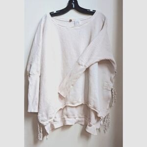 FP One |Free People| White Interlaken Oversized Waffle Thermal Tunic Side Tie XS